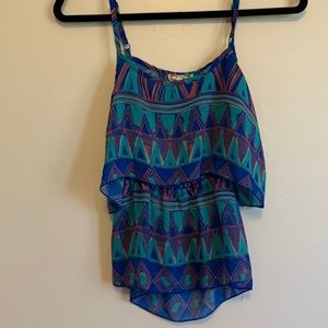 Tribal Print Open Back Tank Top